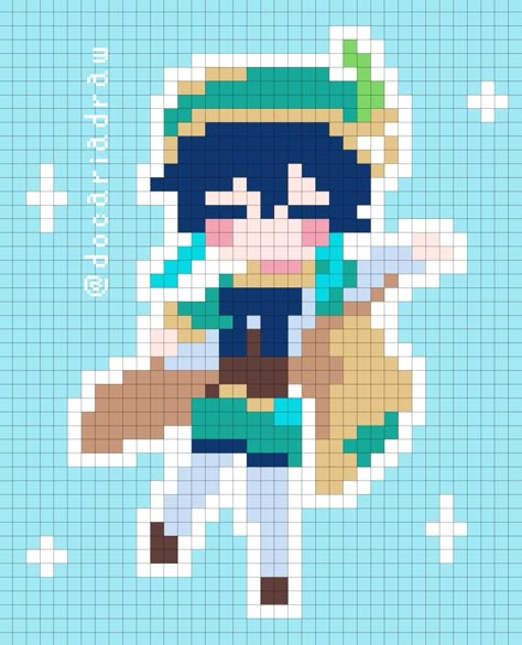 Anime Pixel Art Genshin Impact, Genshin Pixel Art 32x32, Genshin Perler Beads Pattern, Genshin Impact Pixel Art Grid, Pixel Art Pattern Genshin, Genshin Pixel Art Grid, Genshin Impact Perler Bead Patterns, Genshin Perler Beads, Anime Pixel Art Grid