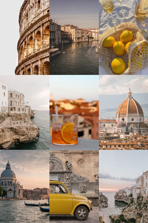 Summer mood board featuring photographs of Italy Beach In Italy Aesthetic, Retro Italy Aesthetic, Amalfi Mood Board, Summer In Italy Wallpaper, Vacation Mood On, European Mood Board, Italian Vacation Aesthetic, Italian Summer Moodboard, Italian Instagram Feed