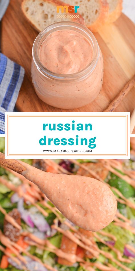 Western Dressing Recipe, Russian Dressing Recipe, Russian Salad Dressing, Homemade Russian Dressing, Best Sauce Recipe, Russian Dressing, Homemade Sauce Recipes, Salad Dressing Recipes Homemade, Bbq Sauce Recipe