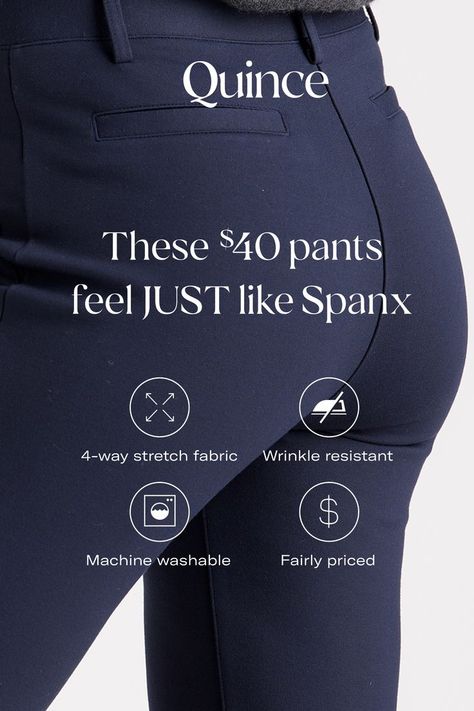 Gone are the days of sacrificing stretchy comfort for smart style. The best-selling, wrinkle-resistant, machine washable straight ponte pant feels like a yoga pant, but nobody will ever know. Stretchy Dress Pants, Yoga Dress, In Disguise, Ponte Pants, Yoga Pant, 4 Way Stretch Fabric, Well Dressed, Quince, Pants Outfit