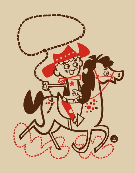 Aww Mid Century Illustration, Vintage Cowboy, Retro Illustration, Old Style, Childrens Illustrations, Work Life, Children's Book Illustration, Free Vector Art, A Drawing