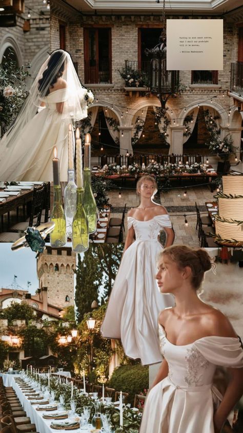 Italian Courtyard Wedding- Romeo and Juliet Inspired Wedding Romeo And Juliet Wedding, Italian Courtyard, Wedding Collage, Courtyard Wedding, Dream Wedding Venues, Wedding Mood Board, Wedding Goals, Wedding Mood, Italian Wedding