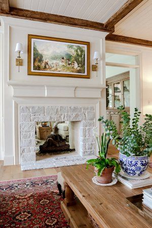 Frame Tv Over Fireplace, Ideas For Floating Shelves, Timeless Living Room, Raised House, Nails Home, Fire Places, Hearth Room, Design Frame, Florida House