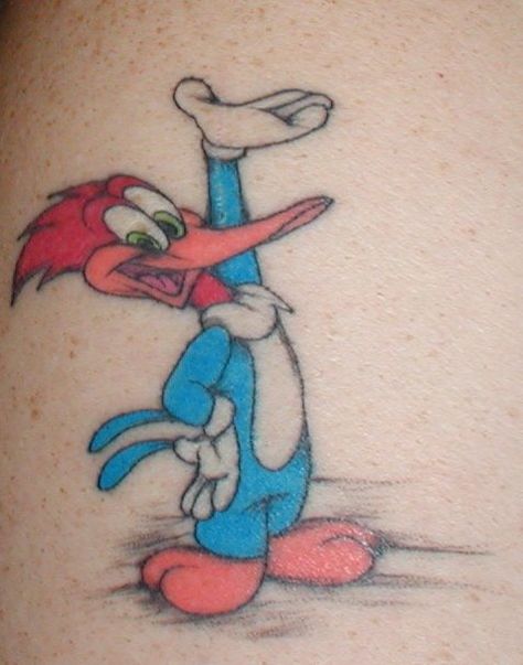 Woody Woodpecker Woodpecker Tattoo Design, Red Bellied Woodpecker Tattoo, Woody The Woodpecker Tattoos, Woody Woodpecker Tattoo, Woodpecker Tattoo, Woody The Woodpecker, Alice In Wonderland Scenes, Woody Woodpecker Cartoon, Pirate Skull Tattoos