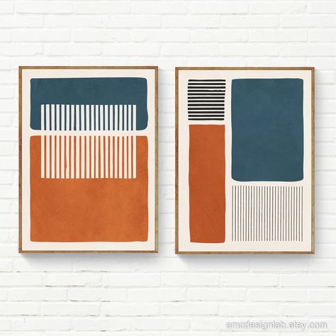 Navy & Burnt Orange Abstract Art Print Set Modern Abstract - Etsy Burnt Orange Sage Green Navy Blue, Royal Blue And Orange Living Room, Dark Blue Burnt Orange Living Room, Navy And Orange Bedding, Orange And Blue Office, Navy And Burnt Orange Living Room, Blue And Burnt Orange Bedroom, Navy And Orange Living Room, Navy Blue And Orange Bedroom