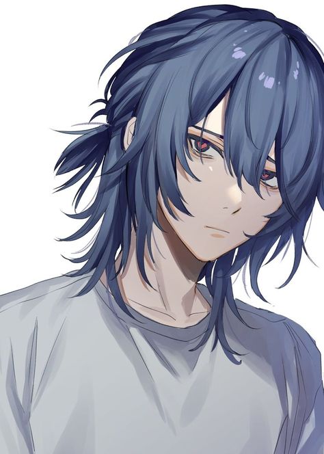 Boys Blue Hair, Mens Blue Hair, Blue Hair Anime Boy, Anime Blue Hair, Blue Anime, Anime Hair, Character Design Animation, Digital Art Anime, Character Design Male