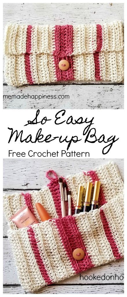 So Easy Crochet Make-up Bag | Hooked on Homemade Happiness Easy Make Up, Makeup Bag Pattern, Crocheted Purses, Easy Bag, Fast Crochet, Bag Tutorials, Crochet Hoodie, Purse Tutorial, Crochet Easy