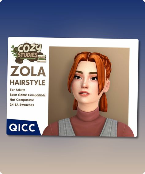 Sims 4 Hairstyle CC: Cozy Studies   8211  Zola Hair Sims 4 Cc Pigtail Braids, French Braided Pigtails, Pigtails With Bangs, Hair Sims 4 Cc, Braided Pigtails, French Braid Pigtails, Oscar Hairstyles, 4 Hairstyles, Pigtail Braids