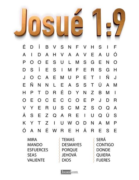 Sopa de Letras - Josué 1:9 Creation Bible Lessons, Kids Church Rooms, Graphic Services, Christian Bulletin Boards, Bible Word Searches, Bible Crafts Sunday School, Sunday School Coloring Pages, Bible Guide, Bible Quiz