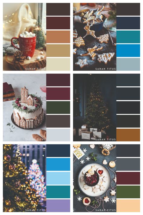 25 Christmas Color Palettes Color Palette Combinations, Types Of Color Schemes, Color Palette From Image, Summer Color Palettes, Sarah Titus, Website Color Schemes, Bright Wedding Flowers, Christmas Color Palette, Colour Swatches