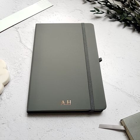 Grey Notebook, Monogram Notebook, 4 Characters, Creative Gifts For Boyfriend, Special Symbols, Initial Prints, Lined Journal, Stationery Store, Personalized Notebook