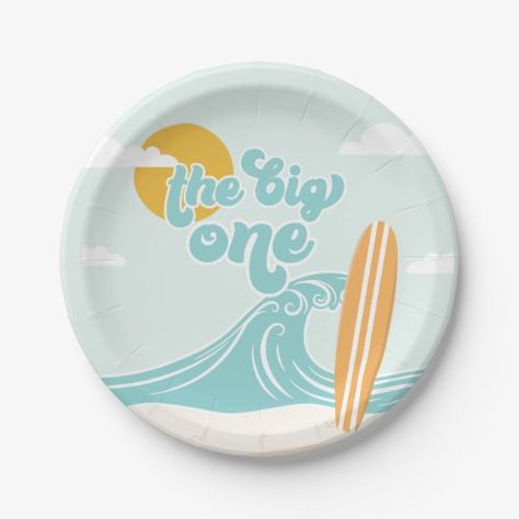 The Big One Wave Birthday, The Big One Birthday Party Surf, Surf One Year Birthday, Big One Wave Birthday Party, Surfing First Birthday Party, Beach One Year Old Birthday, The Big One Backdrop, Big One Surf Birthday, Surf 1st Birthday Party Boy