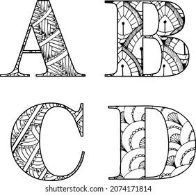 Zen Tangle Letters, Zentangle Letters Alphabet Initials, Zentangle Letters, Grandma Camp, Doodle Art Letters, Font Letters, Alphabet Photos, Zen Tangle, Alphabet Images