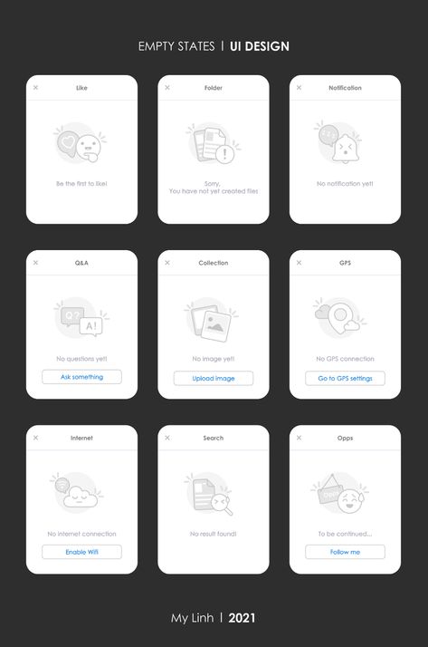 Empty states UI Design on Behance Empty State Ui, Illustration System, Empty State, Ui Design Dashboard, Card Ui, App Interface Design, App Interface, Empty Spaces, Dashboard Design