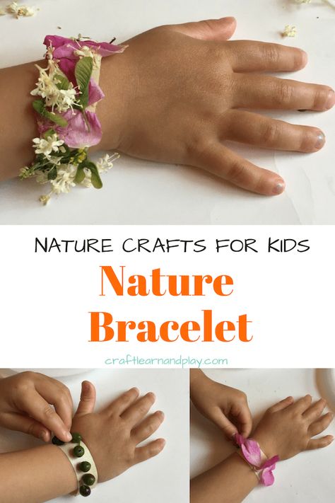 Simple Nature Crafts For Kids: Make Stunning Nature Bracelet | Craft Learn and Play Nature Crafts For Kids, Nature Projects, Activities For Girls, Bracelet Craft, Learn And Play, Fun Crafts To Do, Mindfulness For Kids, Learn Crafts, Nature Walk