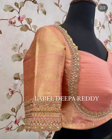 Zardosi Maggam Work Blouses, Pythani Sarees Blouse Designs, Pink Aari Work Blouse, Latest Work Blouse Designs, Sabyasachi Blouses, Sabyasachi Blouse Designs, Sabyasachi Blouse, Wedding Blouses, Netted Blouse Designs