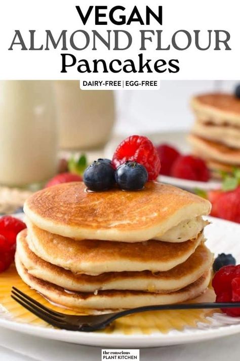 Vegan Almond Flour Pancakes Almond Flour Vegan Recipes, Vegan Almond Flour Recipes, Pancake Recipe With Almond Flour, Vegan Pancake Recipe, Gluten Free Pancakes Almond Flour, Vegan Coconut Flour Pancakes, Almond Flour Pancakes No Eggs, Vegan Almond Flour Waffles, Vegan Pancakes Almond Flour