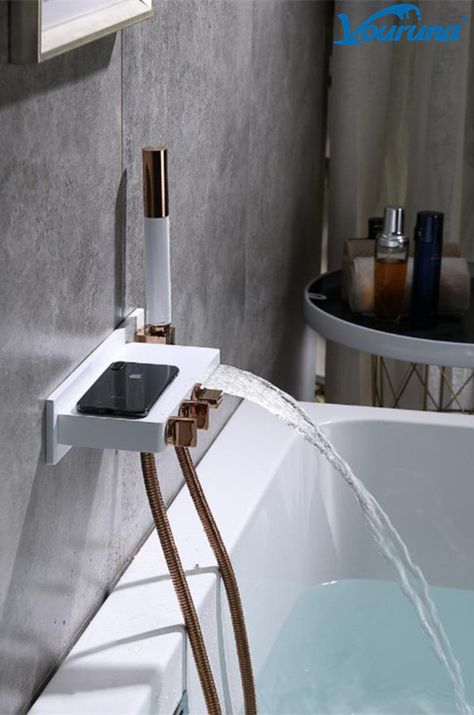 vouruna white waterfall wall mounted bathing faucet bathtub filler mixer taps Bathtub Filler, Waterfall Wall, Mixer Taps, Shower Faucet, Faucet, Wall Mount, Shower, Wall, White