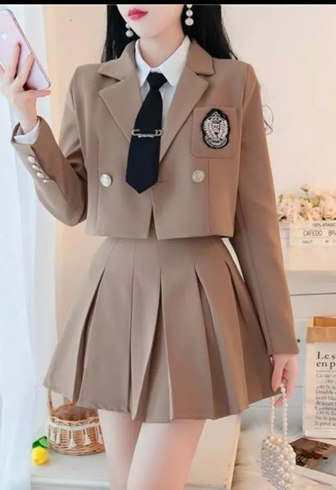 Cute School Outfits Uniform, Korean Uniform School, A Line Skirt Short, School Outfits Uniform, Suit Streetwear, Outfits Uniform, Cute School Outfits, Private School Uniforms, School Uniform Dress