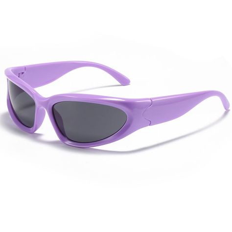 Wrap around sunglasses protects your eyes from wind & dust and help you stay fully focused during your favorite activity. UV400 rated lenses are essential to offer UVA and UVB protection to block 99% of ultraviolet radiation to protect your eyes against long-term UV damage when you go out, especially in bright light. 2000s Accessories, Purple Bike, Wrap Around Sunglasses, Sunglasses Y2k, Purple Frame, Sporty Sunglasses, Y2k Sunglasses, Purple Sunglasses, Sports Sunglasses