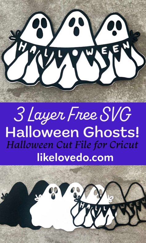 Ghost Template, Halloween Craft Projects, Halloween Paper Crafts, Printable Cute, Ghost Svg, Cricut Halloween, Halloween Scrapbook, Halloween Silhouettes, Halloween Banner