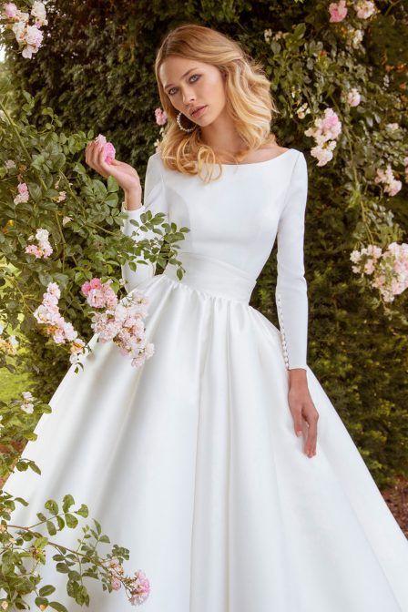 Modest Wedding Dresses Ball Gown, Ellis Bridal, Bridal Bodysuit, Modest Wedding Gowns, Bridal Separates, Designer Bridal Gowns, Modest Wedding, Modest Wedding Dresses, Satin Wedding