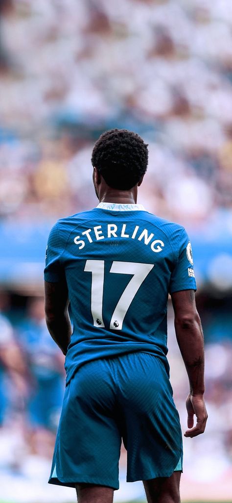 Raheem Sterling of Chelsea during the Premier League fixture against Leicester City Sterling Football, Sterling Manchester City, Sterling City, Chelsea Wallpapers, Manchester City Wallpaper, Club Chelsea, England National Team, Raheem Sterling, England Football Team