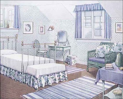 Edwardian Decor, Bedroom Lavender, 1920 House, Old House Interior, Summer Bedroom, Victorian Bedroom, Living Vintage, Vintage Interior Design, Vintage Room