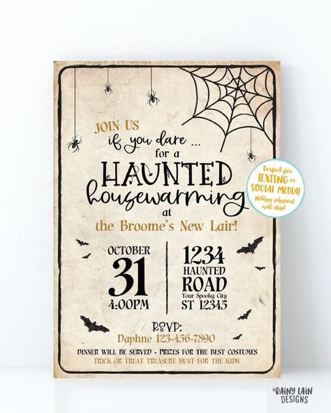 Halloween Housewarming Invitation, Haunted Housewarming Invitation, Halloween party invitation, Haunted house invitation, spiders, bats Halloween fonts #halloweenfonts fonts #fonts font #font 1.702 Halloween Housewarming Party, Backyard Halloween Party, Haunted Halloween Party, Housewarming Invitation, Halloween Party Invite, Halloween Housewarming, E Invitation, Invitation Halloween, House Warming Invitations