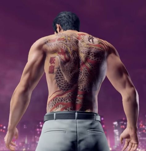 Yakuza Game Tattoo, Kiryu Kazuma Tattoo, Kiryu Tattoo, Wei Shen, Tattoo Mafia, Kiryu Kazuma, Kazuma Kiryu, Funny Vidio, Scarf Wearing Styles