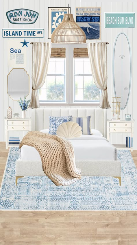 Coastal Room Ideas Bedroom, Beach Wallpaper Room, Bedroom Coastal Granddaughter, Coast Bedroom Ideas, Coastal Granddaughter Bedroom Ideas, Costal Beach Bedroom, Coastal Beach Room, Coastal Bedrooms Decor, Ocean Aesthetic Bedroom Ideas