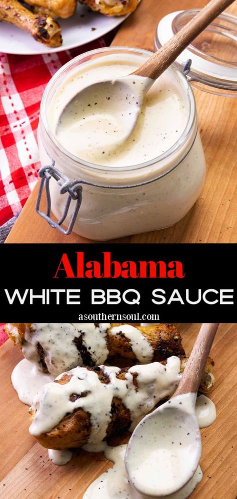 Alabama White BBQ Sauce Barbque Sauce, Alabama White Bbq Sauce, Alabama White Sauce, White Bbq Sauce, Homemade Bbq Sauce Recipe, Bbq Sauce Chicken, White Sauce Recipes, Barbeque Sauce, Gravy Sauce