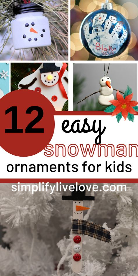 Craft Stick Snowman Ornament, Preschool Snowman Ornaments, Craft Stick Snowman, Snowman Tree Ornaments, Snowman Tree Decorations, Snowman Crafts For Kids To Make, Snowman Projects For Kids, Easy Snowman Ornaments, Homemade Snowman Ornaments