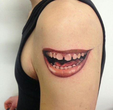 By Amanda Chanfreau | Finland | #Realism #Tattoo #Mouth Roof Of Mouth Tattoo, Teeth Tattoo, Mouth Tattoo, Tooth Tattoo, Series Ideas, Canine Tooth, Painting Series, Realism Tattoo, Dog Teeth