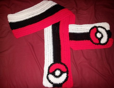 POKEBALL SCARF-   Skill level: Easy   Hook Size: J Hook 6mm   Abbreviations:  CH-Chain  St(s)-Stiches  Sl Sl-Slip Stitch  HDC-Half Double... Pokemon Scarf Crochet Pattern, Crochet Pokemon Scarf, Pokemon Scarf, Craft Pokemon, Pokémon Crochet, Yarn Clothes, Pokemon Hat, Pokemon Crochet, Pokemon Crochet Pattern