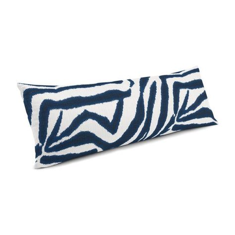 Large Lumbar Pillow / Zebra Ikat - Marina Blue Zebra Print Large Lumbar Pillow The perfect solo statement on a modern chair or bed, the rectangular lines of the Large Lumbar Pillow are effortlessly chic. We love it in this zebra print in an unexpected royal blue. Go ahead, bring the wild safari spirit into your home. PRODUCT DETAILS Hidden zipper closure Pillow cover measures 1” smaller for extra fluffy pillows Serged seams for durability Custom made in the USA Dry clean only SHIPPING & RETU Blue Zebra Print, Funky Room, Nyc Rooms, Wild Safari, Beach Room, Marina Blue, Modern Chair, Fluffy Pillows, Room Makeover Bedroom