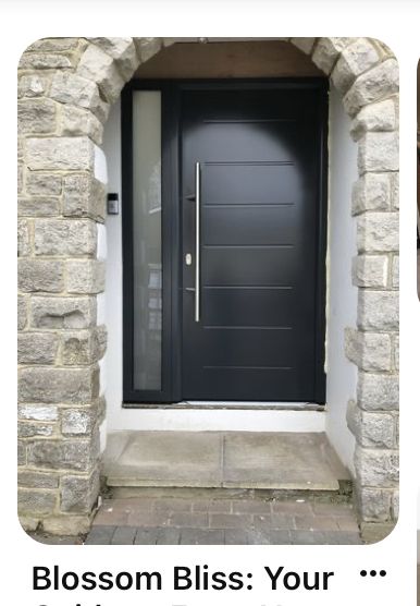 Black Metal Doors Exterior, Solid Black Front Door, Black Upvc Front Door, Modern Front Door Black, Front Door Ideas Black, Black Metal Front Door, Modern Black Front Door, Landscapes Front Yard, Black Trim Exterior House