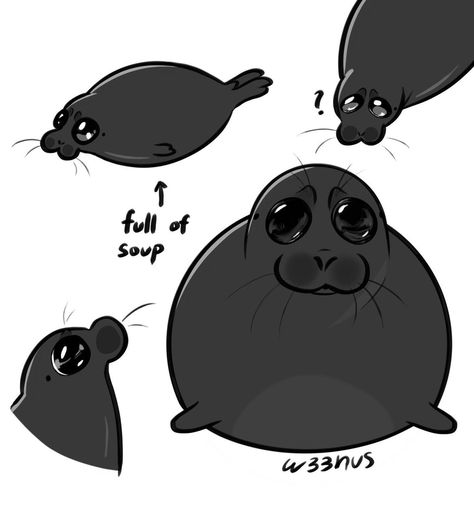 Seal Profile Picture, Seal Character Design, Seal Fursona, Seals Drawing, Cute Seal Drawing, Seal Oc, Walrus Drawing, Seal Drawing, Silly Seal