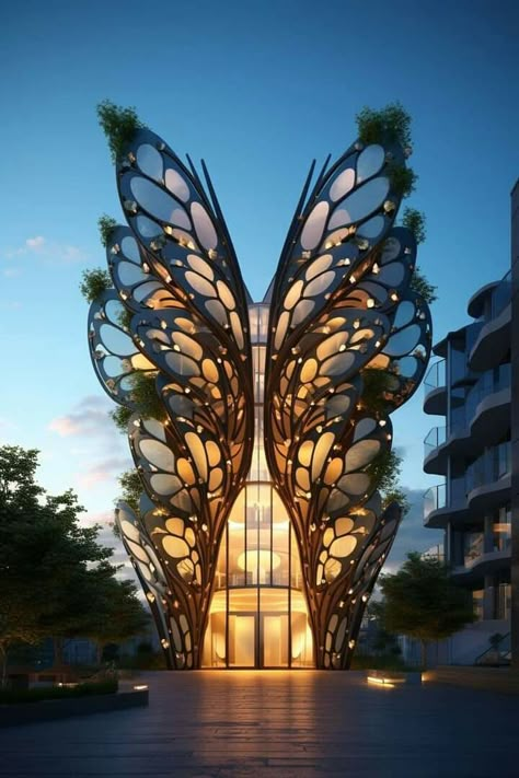 Butterfly Architecture, Butterfly Building, Architecture Inspired By Nature, Butterfly Concept, Architectural Geometry, Bio Architecture, Biomimicry Architecture, Environmental Architecture, Architecture Drawing Plan