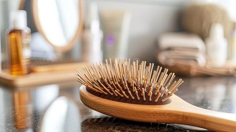 A hairbrush resting on a sleek modern bathroom counter, with a mirror and a bottle of hair spray in the background. royalty free stock photography Modern Bathroom Counter, Bathroom Counters, Bathroom Counter, Hair Spray, Stock Photography Free, A Mirror, Hair Brush, Modern Bathroom, Stock Photography