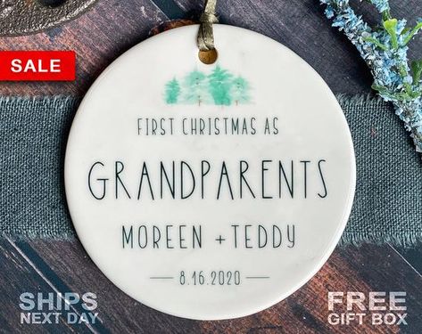 Personalized Grandparents Ornament Custom Modern First | Etsy Christmas Announcement, Customized Ornaments, First Christmas Together Ornament, New Grandparent Gifts, Grandparents Ornament, Couples Christmas Ornament, Grandparent Pregnancy Announcement, Name Christmas Ornaments, Christmas Pregnancy Announcement