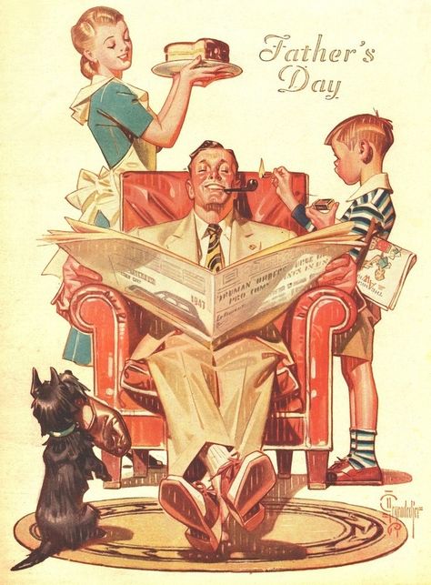 "Father’s Day" (J.C. Leyendecker) Bacon Dips, Wrapped Appetizers, Bacon Snacks, Norman Rockwell Art, Keto Appetizers, Vintage Housewife, American Illustration, John Singer Sargent, 캐릭터 드로잉