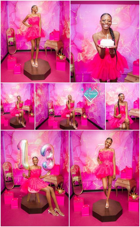 Selfie Museum Birthday Party, Turning 13 Photo Shoot Ideas, 13th Photo Shoot Ideas, 13th Birthday Picture Ideas, Birthday Pictorial Ideas, 13 Photo Shoot Ideas, 13th Birthday Photo Shoot Ideas, Pink Birthday Outfits, 13th Birthday Photoshoot