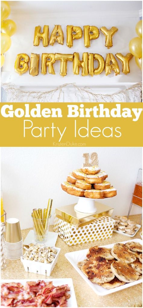 Golden Birthday Party Ideas. Fun gold themed party ideas that are simple. Easy birthday party ideas. www.Capturing-Joy.com Golden Birthday Party Ideas, Easy Birthday Party Ideas, Golden Birthday Themes, Golden Birthday Party, 14th Birthday Party Ideas, Golden Birthday Parties, Themed Party Ideas, Simple Birthday Party, Birthday Cakes For Teens