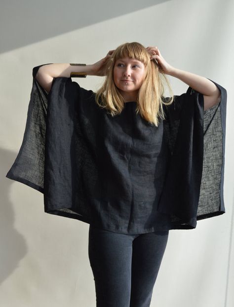 Linen Kimono Top, Poncho Top, Loose Linen Top, Lightweight poncho, Womens poncho, Boho Poncho, Boho Top, Kimono Top Linen Cover up Plus size Boho Poncho, Linen Kimono, Womens Poncho, Linen Top Women, Poncho Top, Simple Wardrobe, Ladies Poncho, Poncho Tops, Boho Top