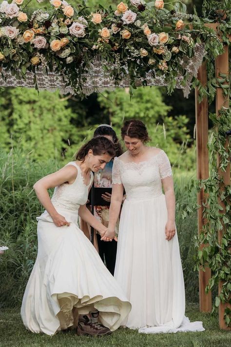 LGBTQ Jewish Wedding Traditions Jewish Wedding Dress, Heirloom Wedding Dress, Jewish Wedding Traditions, Tara Lynn, Heirloom Wedding, Wedding Traditions, Wedding Jumpsuit, Ball Gown Skirt, Space Wedding