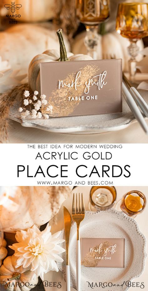 When it comes to planning a wedding, attention to detail is key. From selecting the perfect venue to choosing the right color palette, every element can contribute to creating a memorable celebration. One aspect that might often be overlooked is the use of surnames on wedding place cards. Traditionally, place cards are used to indicate where each guest should be seated during the reception. They help ensure a smooth flow of events and prevent any confusion or seating mishaps. While it is not nec Place Cards For Wedding, Romantic Wedding Stationery, Gold Place Cards, Handmade Wedding Stationery, Wedding Mirror, Earthy Wedding, Wedding Name Cards, Card Table Wedding, Wedding Cards Handmade