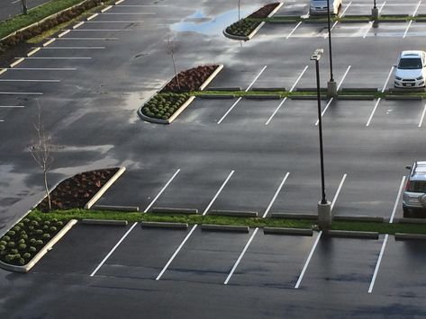 Parking Lots Design, Parking Lot Landscape, Parking Lot Plan, Green Parking Lot, Parking Area Design, Parking Landscape, Car Parking Design, Parking Lot Design, Hotel Parking Lot