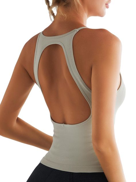 PRICES MAY VARY. ✅ Seamless Design：Experience unrestricted movement and a heightened sense of freedom during workouts with tank top for women.With its ergonomic design and super elasticity, it allows you to stretch your body freely during exercise, providing a more enjoyable sports experience. Suitable for various moderate to light intensity exercises such as yoga, walking, and jogging, it allows you to feel more comfortable and free. ✅ Hollow Back Design： Running girl sports bras for women high Ss26 Trends, Sport Tops Women, Tops With Built In Bras, Yoga Tops For Women, Running Girl, Running Clothes Women, Girls Sports Bras, Yoga Dress, Running Bra