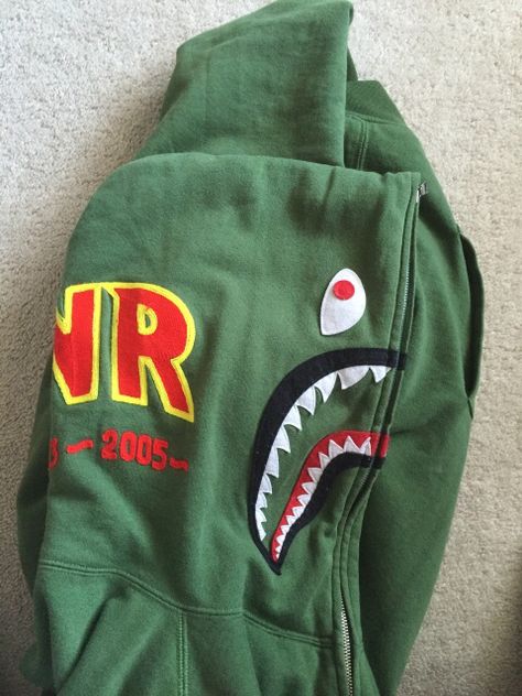 Bape PONR shark hoodie sweatshirt | green Lady Killer, Shark Hoodie, Contemporary Classic, Fashion Designs, Hoodie Sweatshirt, American Vintage, Varsity Jacket, Outfit Ideas, Sweatshirts Hoodie